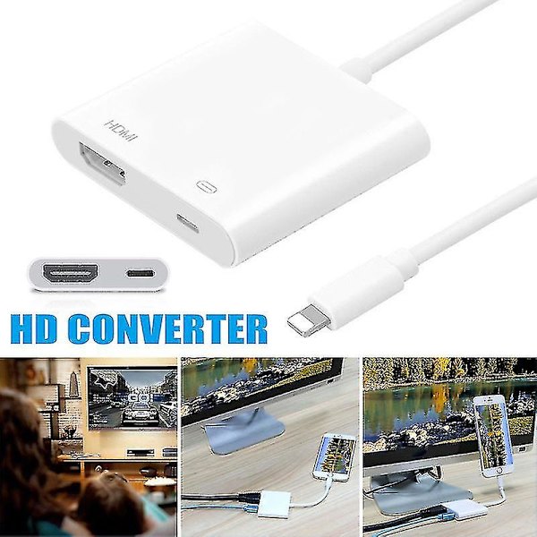 Lightning til HDMI Digital AV TV-kabel HD-adapter Kompatibel med Apple iPhone X 8 7 6 Plus iPad