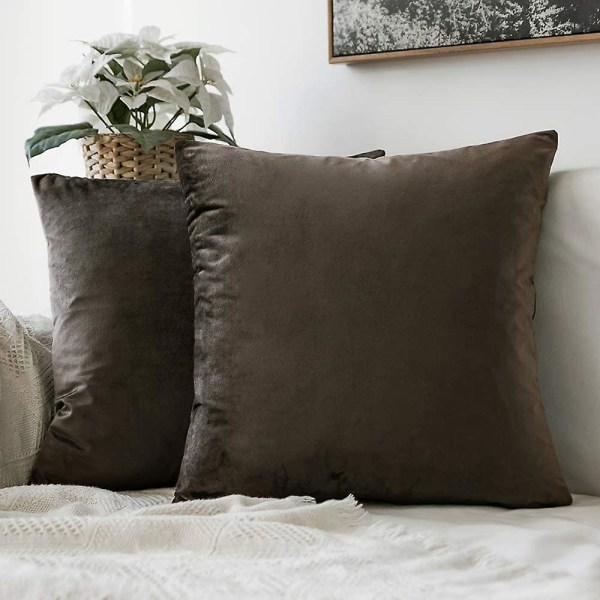 Sæt af 2 Fløjls Pudebetræk Dekorative Sofa Pudebetræk Super Glat Blød Behagelig Dekoration Hjem Stue Soveværelse Til Sofa 60x60cm Mørk Grå