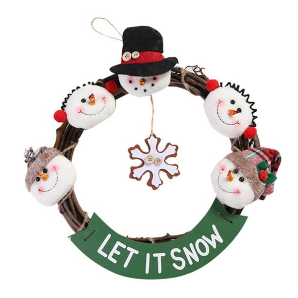 Julekrans Rattan Girland Snemand Elg Julemand Vedhæng Julepynt Julemand Christmas Snowman