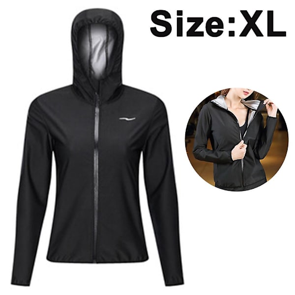 Sauna Dress Sweatjakke Lang Erme Sweat Suits Slankende Trening Midje Trener Fitness Kropp Former Zipper Kvinnelig stil svart XL Female style black XL