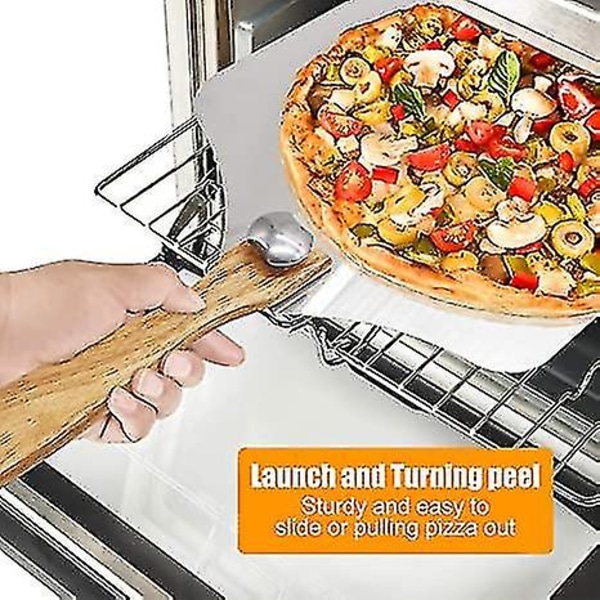 Pizzaskall i aluminium 12 tommer x 14 tommer, pizzaspatel med sammenleggbart langt håndtak for enkel oppbevaring, stor sammenleggbar metallpizza for pizza i ovnsgrill