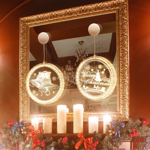 Joulukoristeita Led String Lights Ikkuna Riippuva 3D Valo Toimii Imukupilla Lämmin Valkoinen Ulkokäyttöön Sisätiloihin Joulupuun ripustusvalot Bedroo