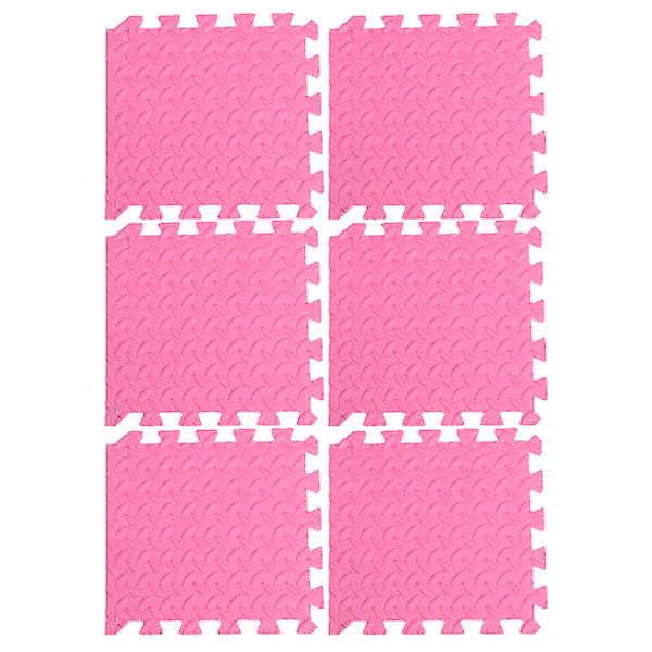6 stk Tykke Eva Bladkorn Fliser Interlocking Fliser Patchwork Gulvmatte Beskyttende Pute Splicing Pink 30X30CM