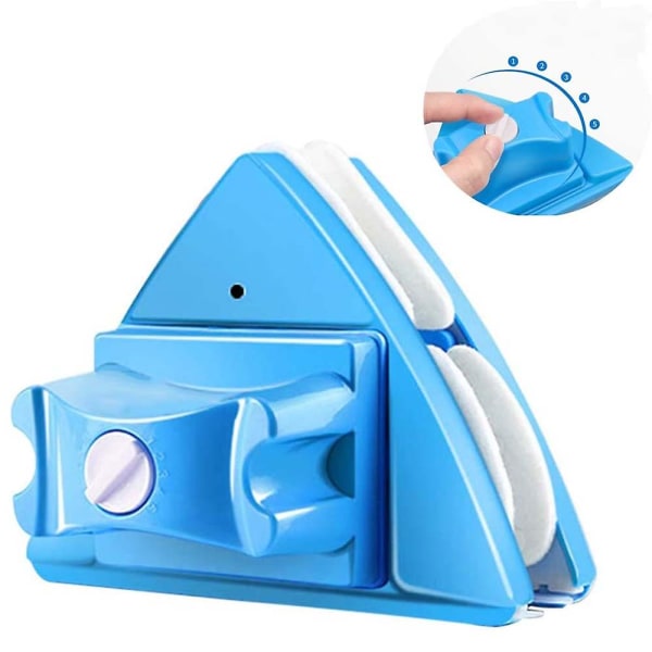 Blå dobbeltsidet vinduespudser Glasvisker Magnetisk rengøringsværktøj, 5-gears justerbar magnetisk glider vaskebørsteværktøj