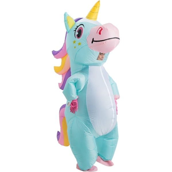 /Ryi/ Inflatable Unicorn Costume - Uppblåsbar helkroppsdräkt med enhörning - Lyxig Halloween-dräkt - Vuxenstorlek (blå)