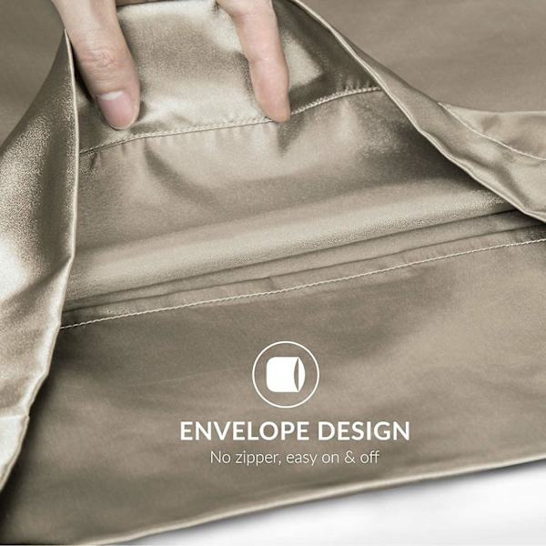 Satin Kuddeöverdrag för Hår och Hud, 2-pack - Standardstorlek Kuddeöverdrag - Satin Kuddeöverdrag med Kuvertstängning Taupe 20 x 36 Taupe 20  x 36