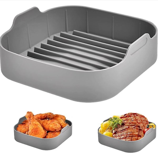 Air Fryer Silikonform, Ersättning för Pappersinsatser, Fyrkantig Silikon Air Fryer Korg, Silikonskål för Air Fryer Ugnstillbehör, Inga Fler Starka Cl