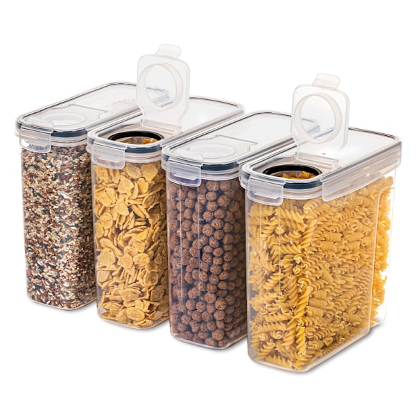 Kök matförvaringsburk 2,5L 4-delars set spannmålsförvaringslåda transparent PP förseglad vattentät förvaringsburk_xrzi Transparent-4pcs setup 2.5L