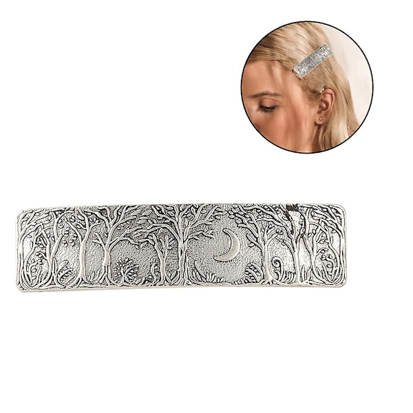 Käsintehty hiuspinni, ranskalainen hiuspinni, vintage-metsäkuun suojaava hiusneula, naisten ja tyttöjen muodikkaat hiuslisävarusteet, lahja, antiikkisilver Ancient Silver