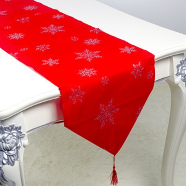 Merry Christmas Snowflake Rød Bordløper Dekorasjon Kjøkken Bordløpere til Hjem Kaffe Kjøkken Spisebord 14x79 tommer 35cm*200cm