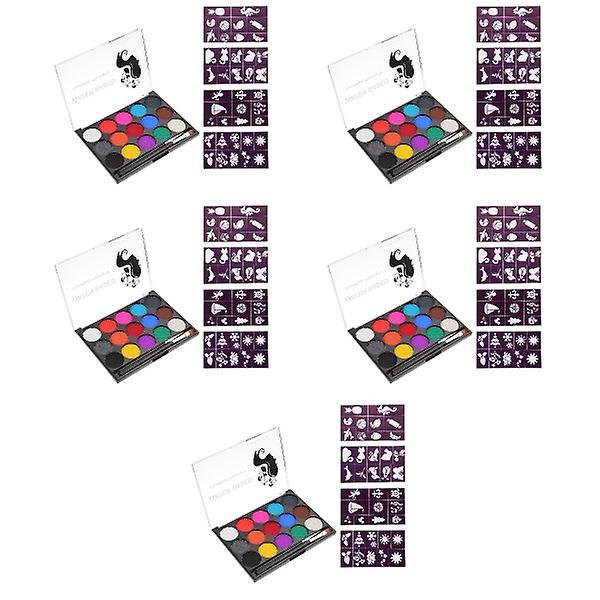 5 Sæt Halloween Makeup Pigment Vandfast Ansigtsmaling Pigment Ansigtsmakeup Værktøjer 5 Sæt 14,5x11cm 5 Sets 14.5x11cm