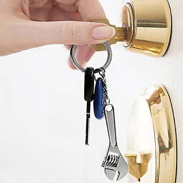 Mininøkkelverktøy nøkkelring, nøkkelnøkkelanheng, nøkkelring Creative mini justerbar nøkkelnøkkelnøkkelnøkkelnøkkelring (4 stk, sølv)