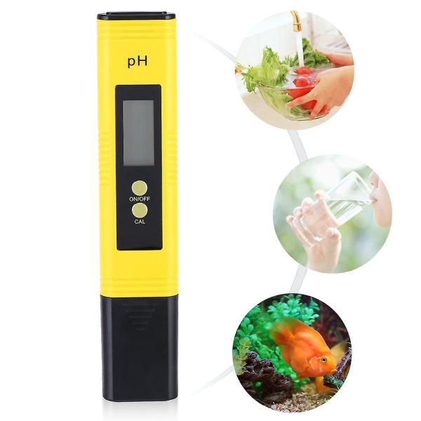 Vand Ph Test Meter Bærbar Tester Værktøj Digital Display Til Akvarium Pool Vin (1 stk, Gul)