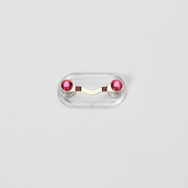Magnetisk glasögonhållare, namnbricka, märkeshållare, unisex, tillverkad i USA (rosa med pärlor)