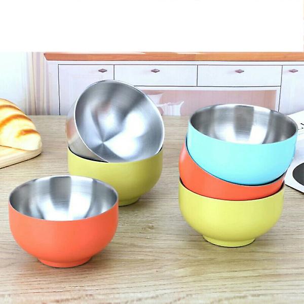 14cm Dobbeltlags Skål i Rustfrit Stål, Tykkere, Anti-Skoldning, Suppeskål, Snackskål til Børn og Småbørn (sølv)Sølv Silver