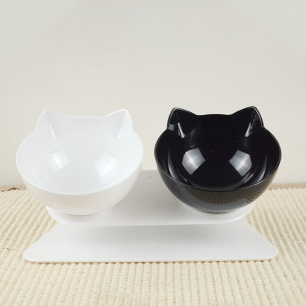 Katteskål Hundeskål Petskål Katte- og hundrisskål Rygskål Beskyttelse af kæledyrsskål Katteskål Dobbeltskål En sort og en hvid skål