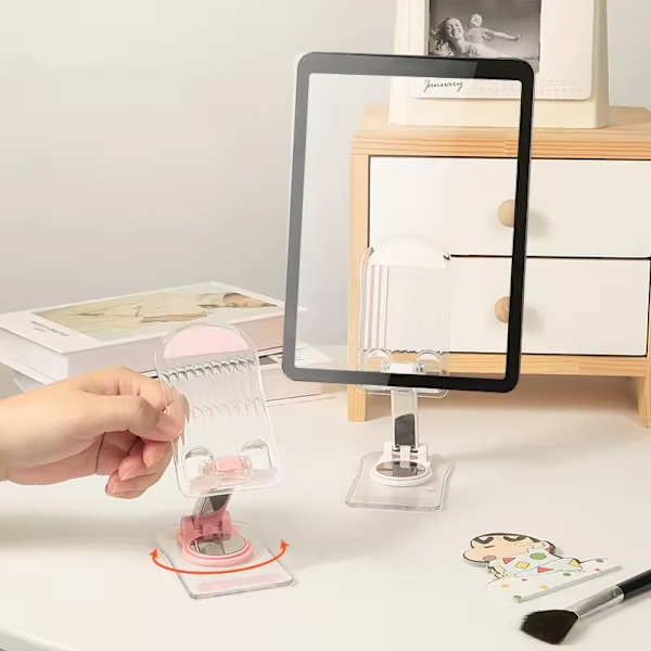 Universell anti-riste 360 ​​graders roterende skrivebordsmobiltelefonholder lett uttrekkbar mobiltelefon-nettbrettholder for kontor_xrzi White