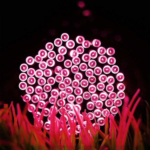 22m Solcelled Fejløg 200 Led 8 Lysstrenge Ideel Til Fest, Bryllup, Fødselsdag Og Udendørs Have (Pink)