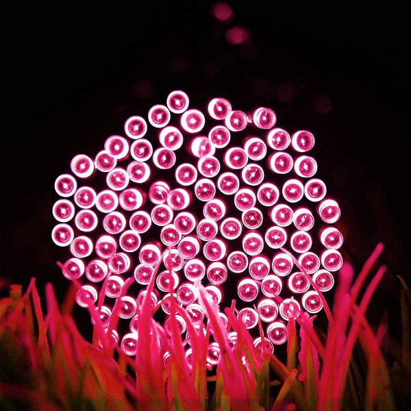 22m Solcellsdrivna Julgransljus 200 LED 8 Strängar Perfekt för Fest, Bröllop, Födelsedag och Utomhus Trädgård (rosa)