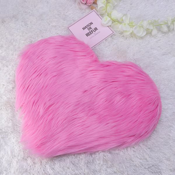 Hjerteformet tæppe, fluffy plys tæppe til soveværelse, stueindretning, pink 40x30cm