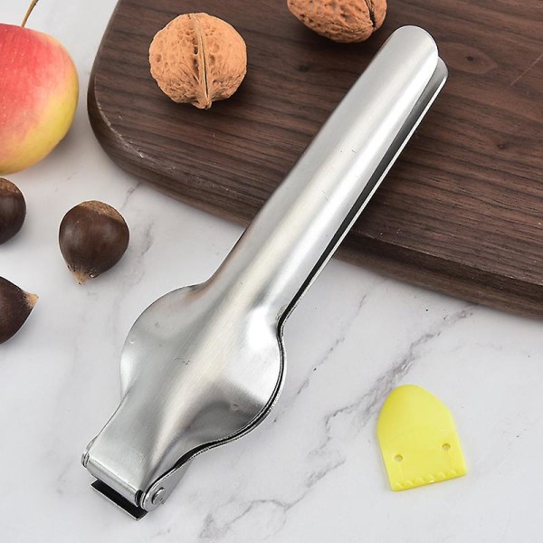 Kastanjeklämma i rostfritt stål Nötknäppare Nötskalare Nötkapsylöppnare Gadget Silver