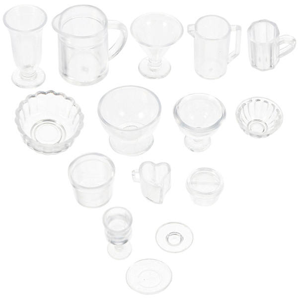 15 kpl Nukenukke-talon Miniatyyri Koriste-tarvikkeet Nukenukke-talon Miniatyyri Keittiön Astiat 1:12Läpinäkyvä2x2x1cm Transparent 2x2x1cm