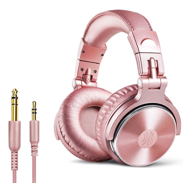 Over Ear-hodetelefoner, kablede basshodesett, sammenleggbare lette hodetelefoner med deleport og mikrofon for opptak Overvåking Podcast Gitar Pc TvRose gold Rose gold