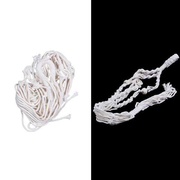 Macrame Hängande Planterkorg Bomullsrep Med Pärlor 4 Ben 90cm
