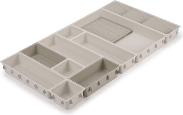 Joseph Joseph Makeup Skuffe Organizer, 12 Rum, Sammenlåsende Skridsikker Plastbakke til Badeværelse, Beige