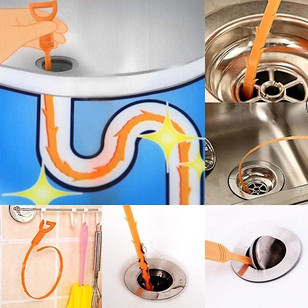Set med 7 Iller-Proppar, 20 Tum / 60 cm Avloppsrengöringsverktyg för Hårfjerning, 2 Rostfritt Stål och 5 Plast