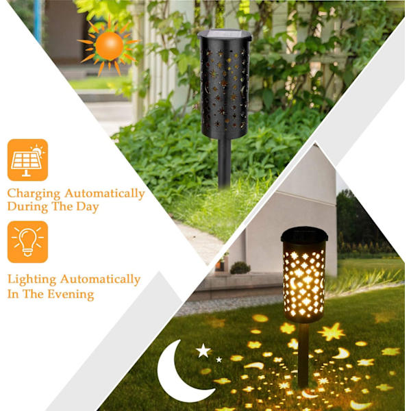 Solcellehagelamper 6 stk Utendørs Solbelysning Vanntette LED Utendørs Solcellelampe Solcellehagebelysning Dekorasjon for Innkjørsel Sti Terrasse Plen