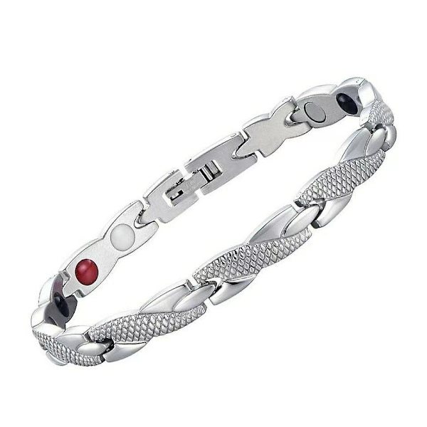 Magnetterapi Armband Elegant Stålarmband Smycken Terapeutisk Silver Och Guldpläterad (2st, Guld+silver)