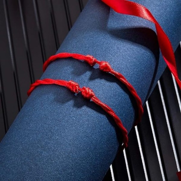 6 delar rött armband Röd sladd Armband Justerbar röd knut sträng armband amulett för skydd, lycka till (klassisk stil)