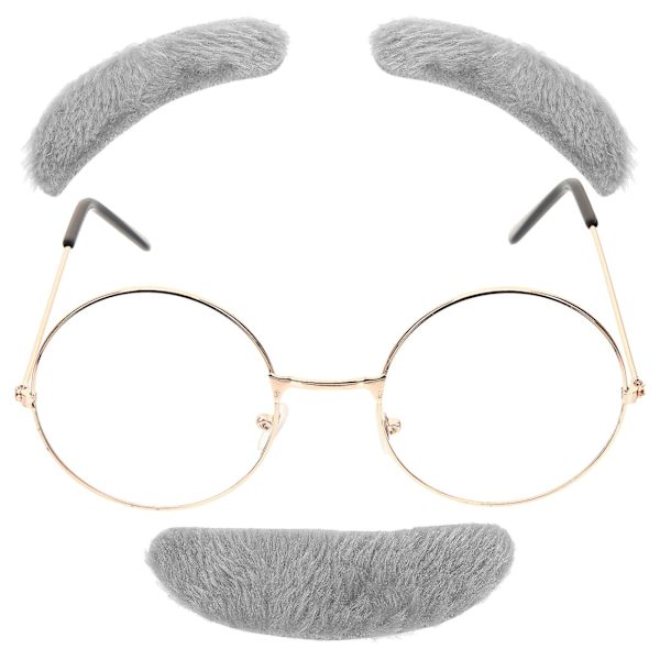 1 Set Gammal Man Kostym Klistra På Falsk Mustasch Ögonbryn Glasögon Farfar Klä Upp Tillbehör 14x14cm 14x14cm