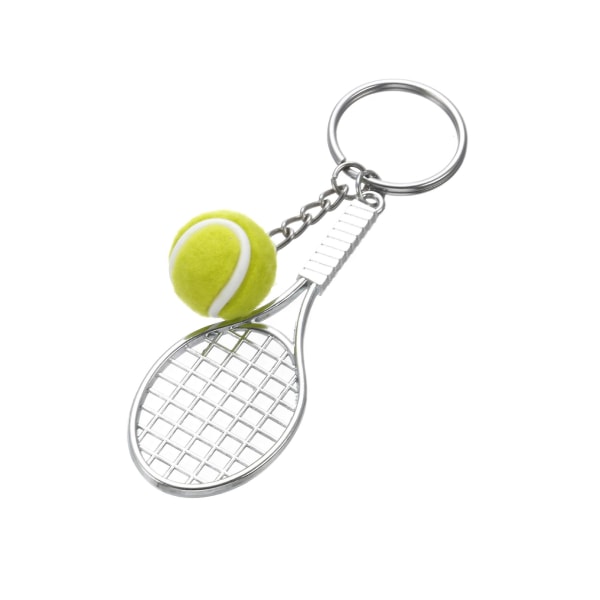 Sportsnøglering Tennisbold Nøglering Mini Metal Tennisketsjer Nøglering Kreativ Tennisbold Split Nøglering gave til tenniselskere (10 stk)