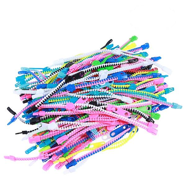 100 stk. Venskab Fidget Lynlås Armbånd Sensory Legetøj Bulk Sæt Neon Farver, Kit Til Fødselsdag, Fest 100pcs