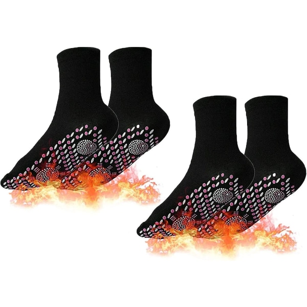 Lämmitetyt sukat, 2 paria itsestään lämpenevät sukat, thermal , talviturmaliinimagneettiset sukat hiihtoonMustat Black