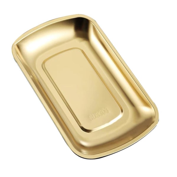 1 stk Holdbar Rustfrit Stål Grillplade Risnudler Holdplade Guld 24.5X15.5X2CM Golden 24.5X15.5X2CM