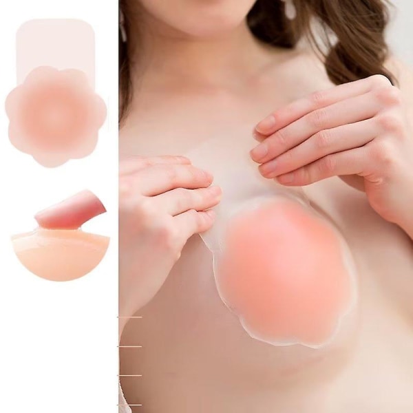 Silikonklebende brystklistremerke Gjenbrukbare usynlige brystvortedeksler for kvinner (2 par)