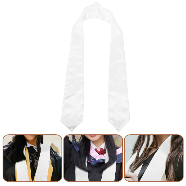 Examenssjal Unisex Enfärgad Examenssjal Sash Examenssjal Hedersbälte Vit 180X12X0.1CM White 180X12X0.1CM