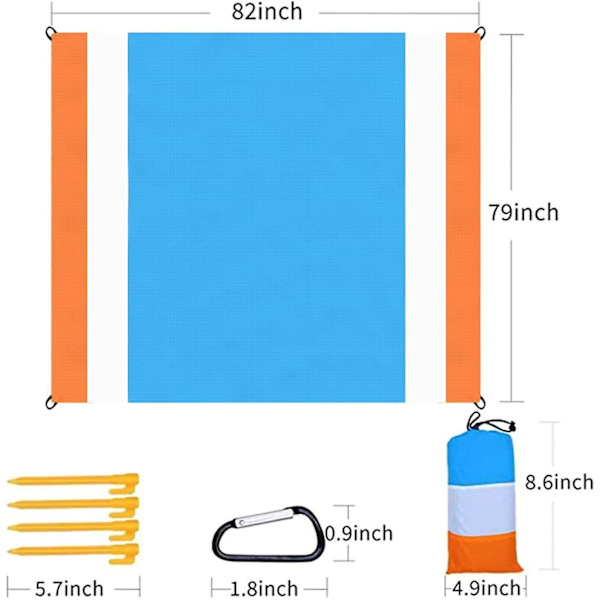 Strandmatte Strandmatte Stor 240cm X 250cm Strandteppe Camping Vanntett Sandsikker Bærbar Strandhåndkle Med Lomme Bærbar Foldbar Strandhåndklematte