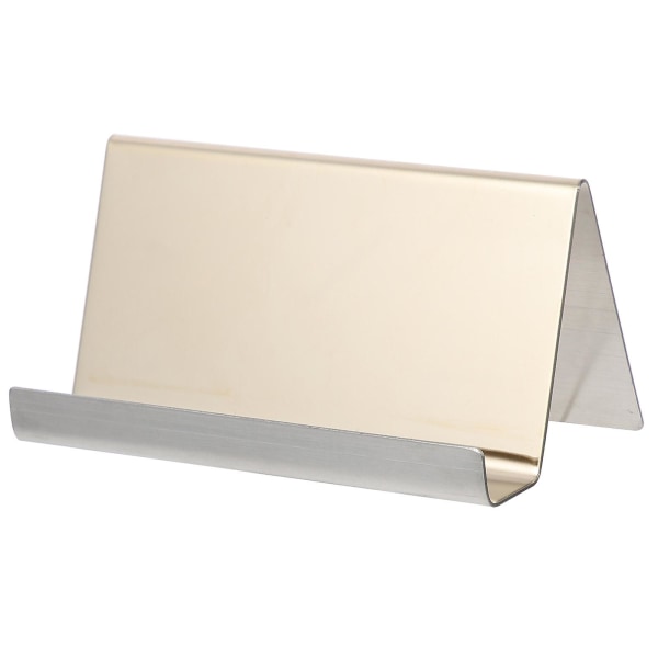 Namnskyltsställ Metall Liten Skylthållare Skrivbordsorganiseringsställ Visitkortshållare För Skrivbord Guld Golden 9X4.5X5.5CM