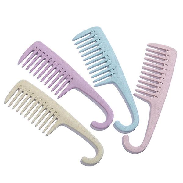 Duschkam med upphängning - Stor våtkam med krok - Livfull matt hårborste för kvinnor (4 st, Rosa+lila+blå+beige)