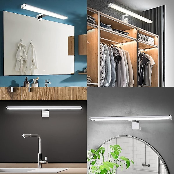 LED Vägglampa Badrumsspegellampa Aluminium 40 8w 820lm 230v Naturvit 4000k, IP44 Klass II Vattentät Slank Badrumsspegellampa, Klämma På/spegel Kabinett