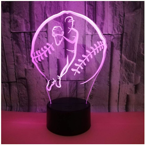 Pieni baseball-yövalo 3D-valo USB (värikäs musta istuin: kosketus