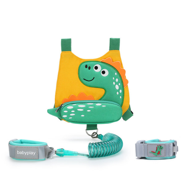 Småbarnsselebånd + anti-tapt armbånd, 4 i 1 søtt barnesikkerhetsarmbånd med dinosaur,