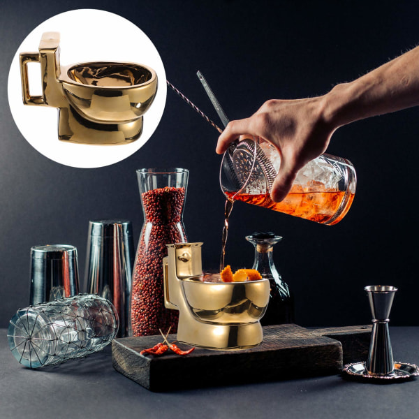 Sjov Kaffe Kop Toilet Kop med Skjult Poop Inde, Hilarisk Kaffe Kop Gag Gave til Mænd Kvinder - Guld/14 Oz
