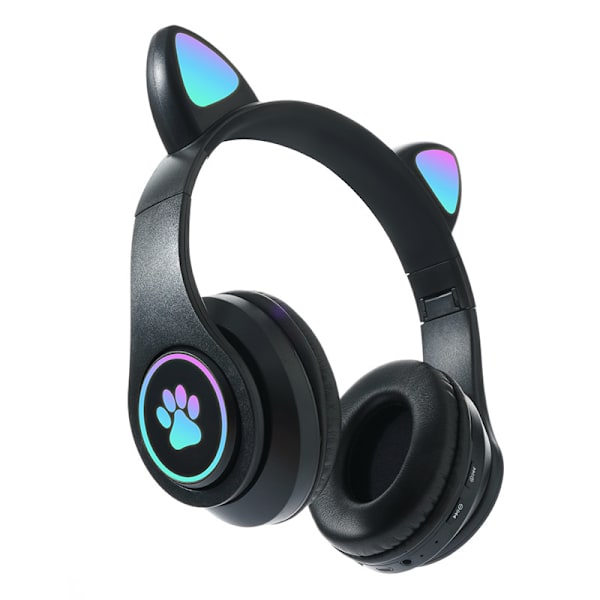 Trådløst headset med LED-lys, søde katteører, kattepote, blændende cool headset, bluetooth headset, spilheadset