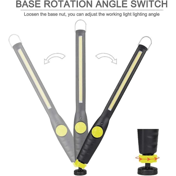 USB-laddningsbar arbetslampa COB Inspektionslampa Ficklampa med magnetbas och hängkrok för DIY, Hem, Arbete, Fiske, Vandring, Camping