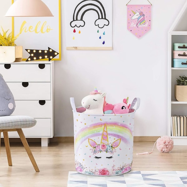 Unicorn Laundry Hamper - Kokoontaitettava säilytyslaatikko Säilytys Pyykkikorit Lapsille Baby Lahjakorit Lelut Vaatteet Kengät Makuuhuone Järjestä korit